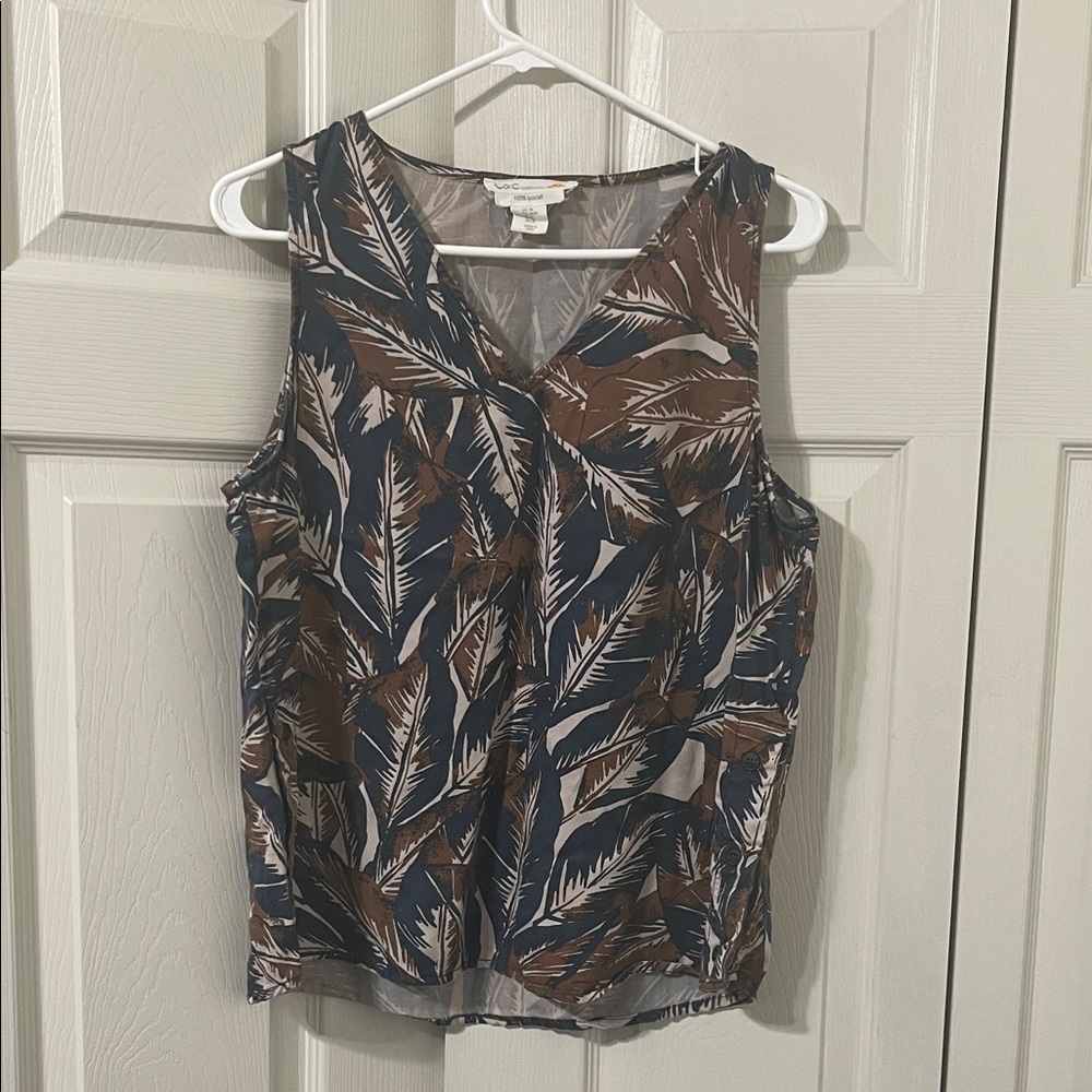 C&C California Brown and blue sleeveless tank top V-neck